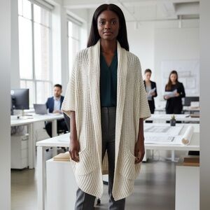 Zara Knit Off White Women's Sweater-Size Medium